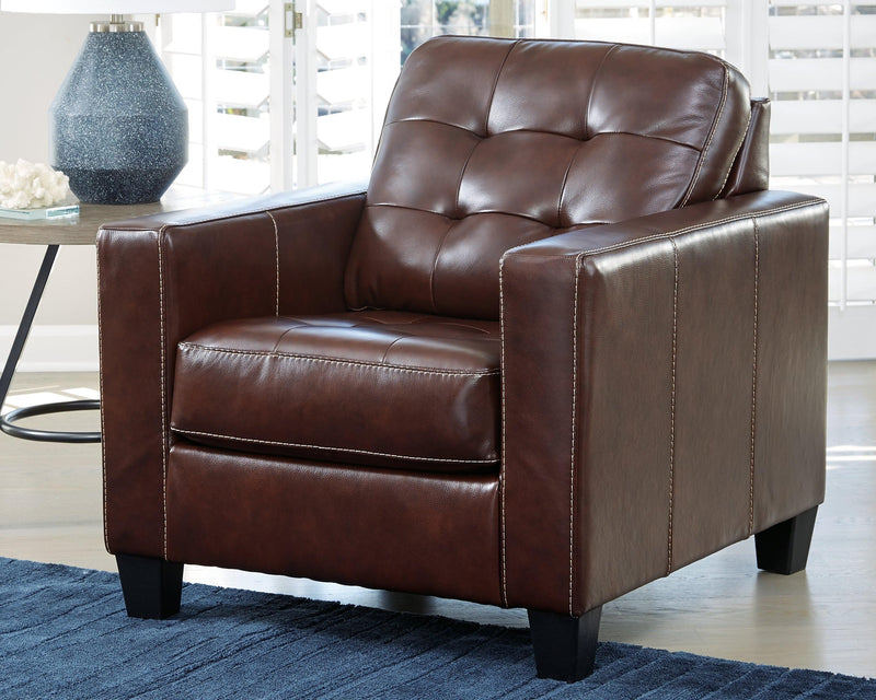 Altonbury Walnut Leather Chair - Ella Furniture