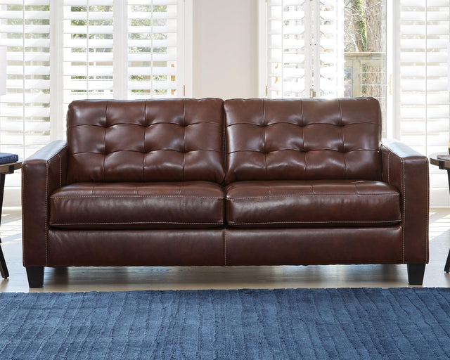 Altonbury Walnut Leather Sofa - Ella Furniture