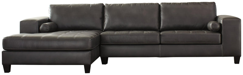 Nokomis Charcoal Faux Leather 2-Piece Sectional With Chaise 87721S1 - Ella Furniture