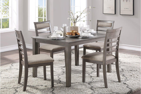 Lovell Gray Modern Transitional Veneer Wood Fabric Upholstery Seat Rectangular Dining Room Set - Ella Furniture