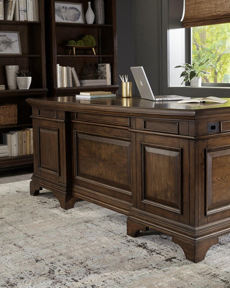 Hartshill Burnished Oak Executive Desk - Ella Furniture