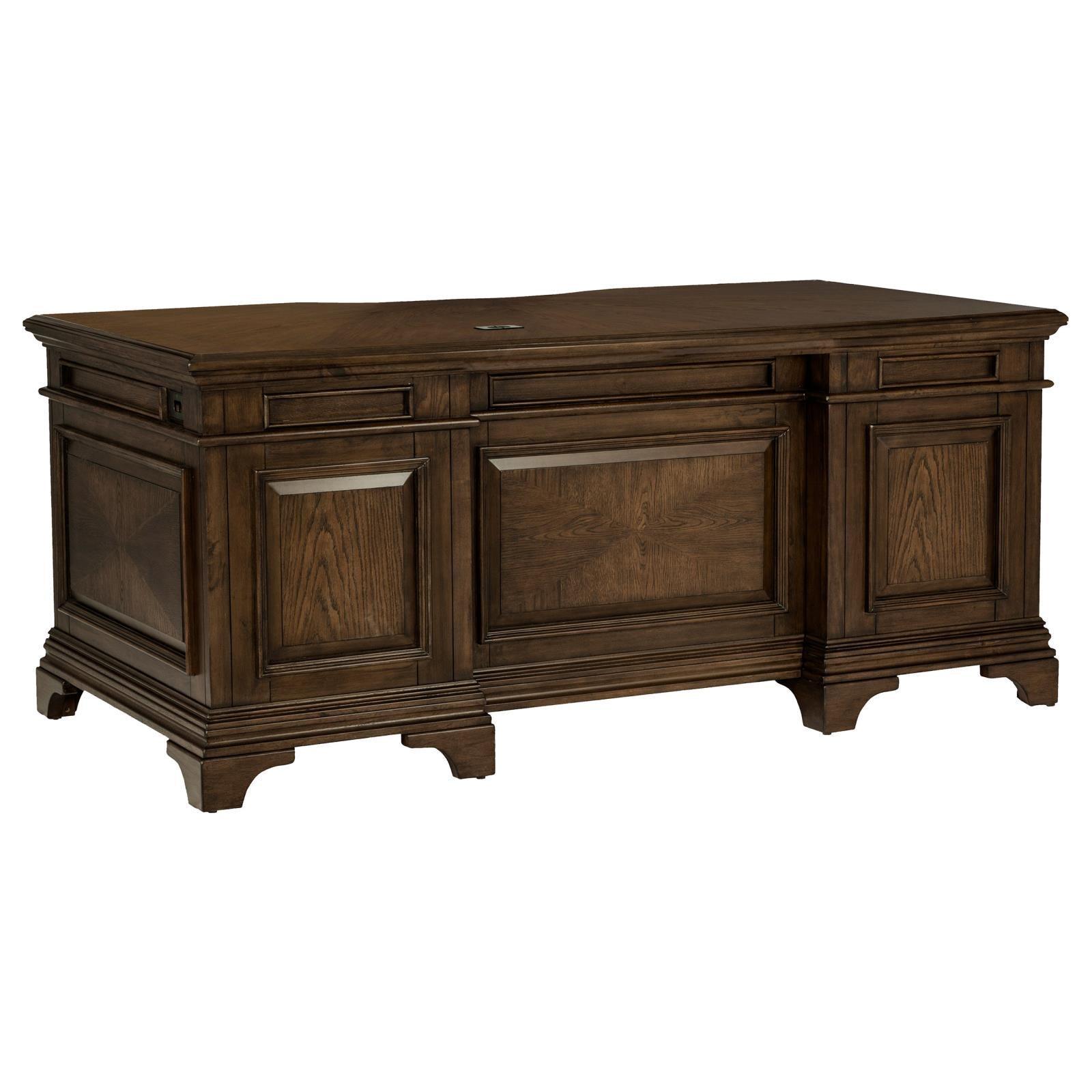 Hartshill Burnished Oak Executive Desk - Ella Furniture