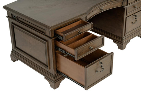 Hartshill Burnished Oak Executive Desk - Ella Furniture