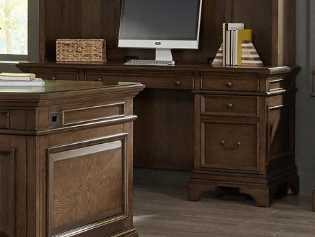 Hartshill Credenza With Power Outlet Burnished Oak 881282 - Ella Furniture