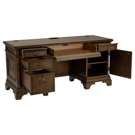 Hartshill Credenza With Power Outlet Burnished Oak 881282 - Ella Furniture