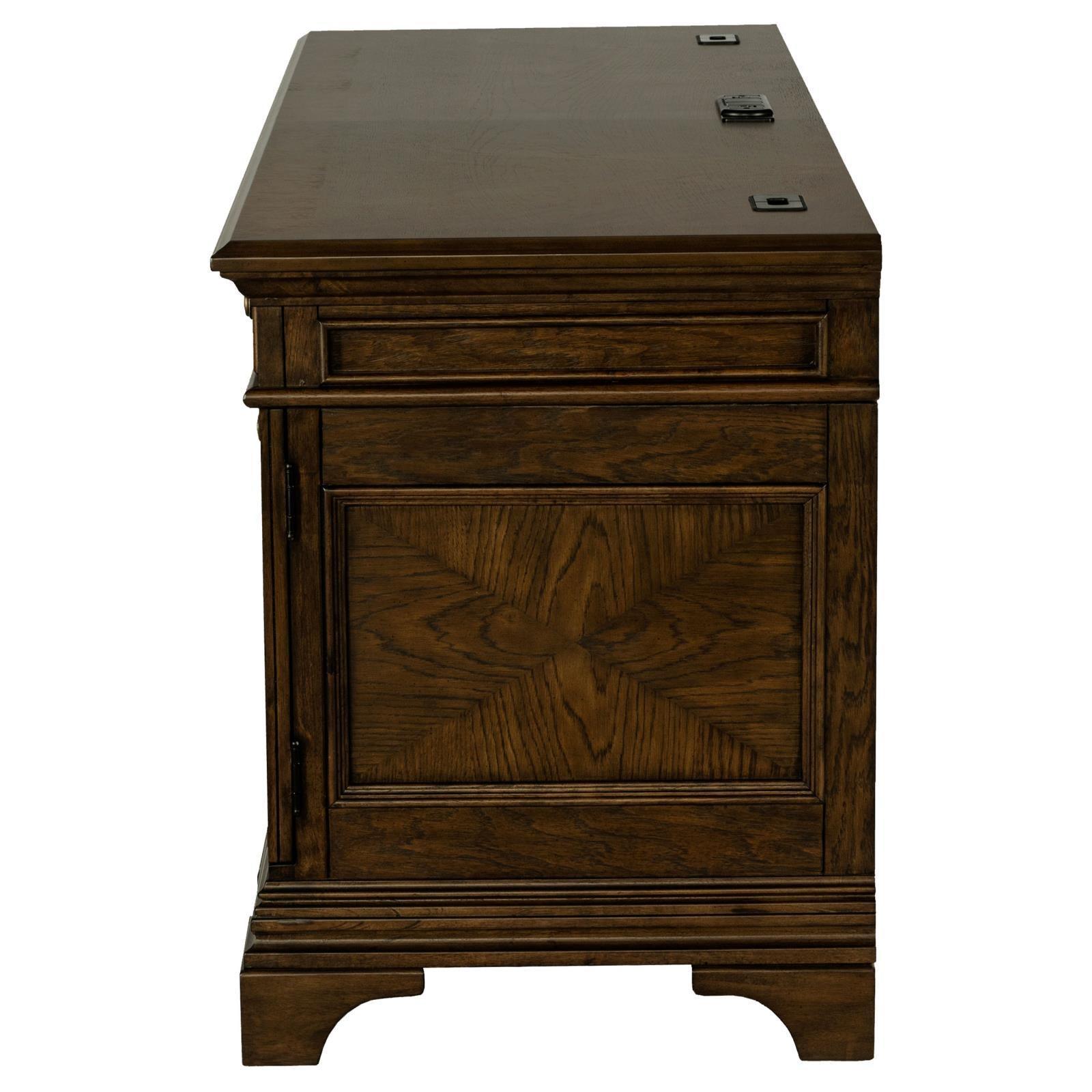 Hartshill Credenza With Power Outlet Burnished Oak 881282 - Ella Furniture