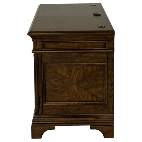 Hartshill Credenza With Power Outlet Burnished Oak 881282 - Ella Furniture