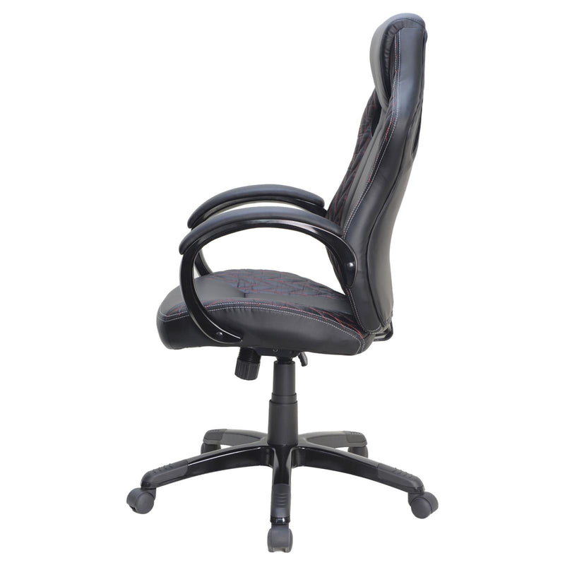 Black Upholstered With Red Stitchling Details Office Chair 881426 - Ella Furniture