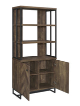 Millbrook 2-Door Bookcase Rustic Oak Herringbone And Gunmetal - Ella Furniture