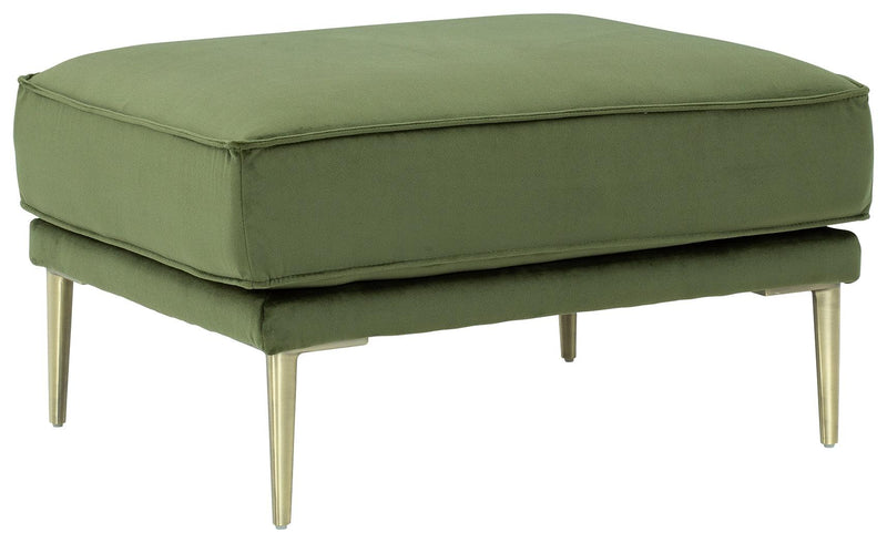 Macleary Moss Velvet Ottoman - Ella Furniture