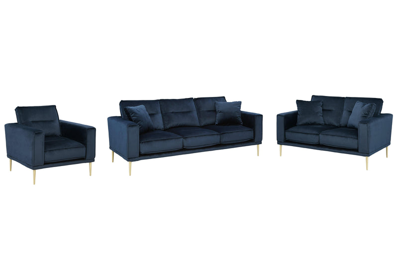 Macleary Navy Sofa, Loveseat And Chair - Ella Furniture