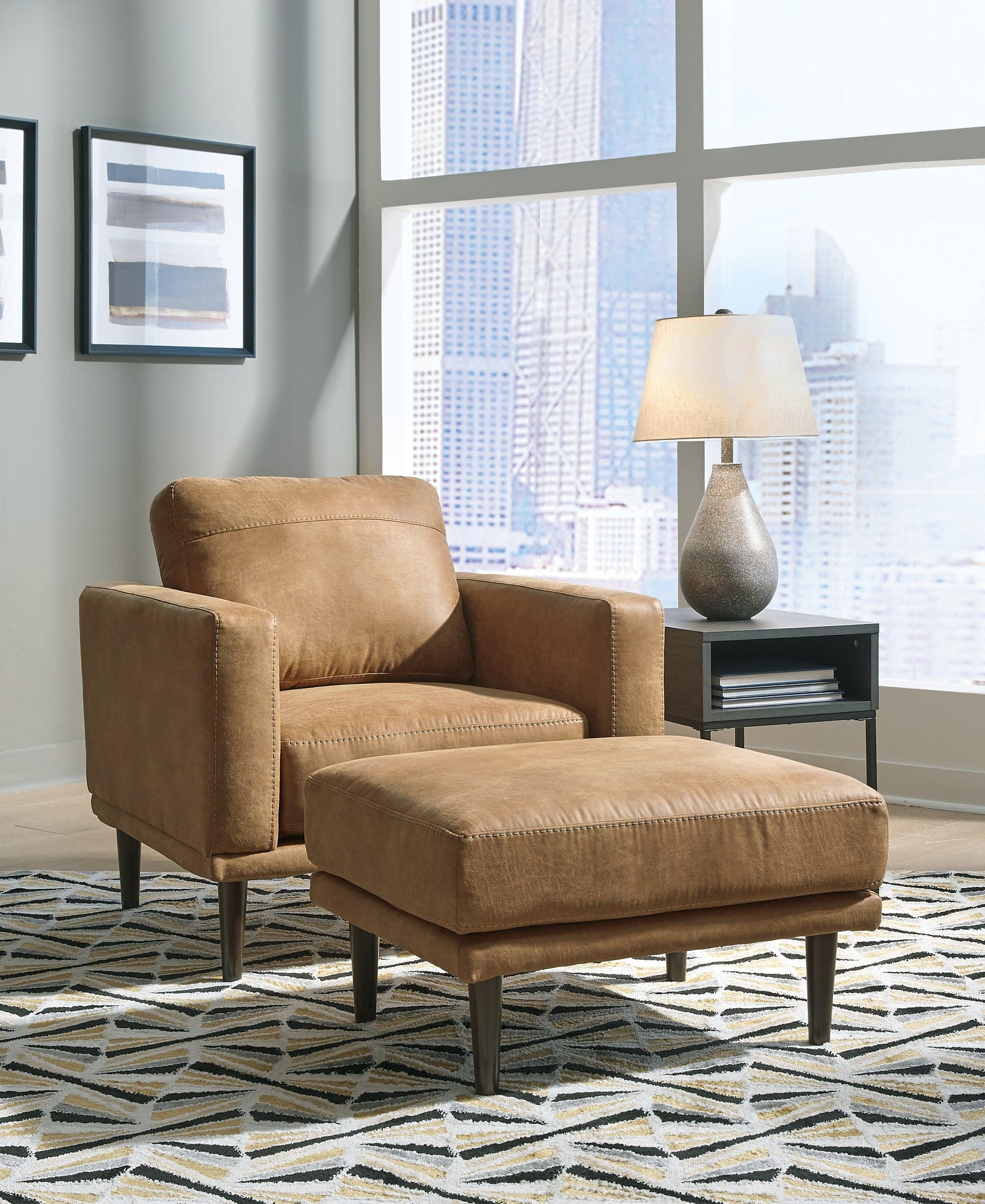 Arroyo Caramel Chair And Ottoman - Ella Furniture