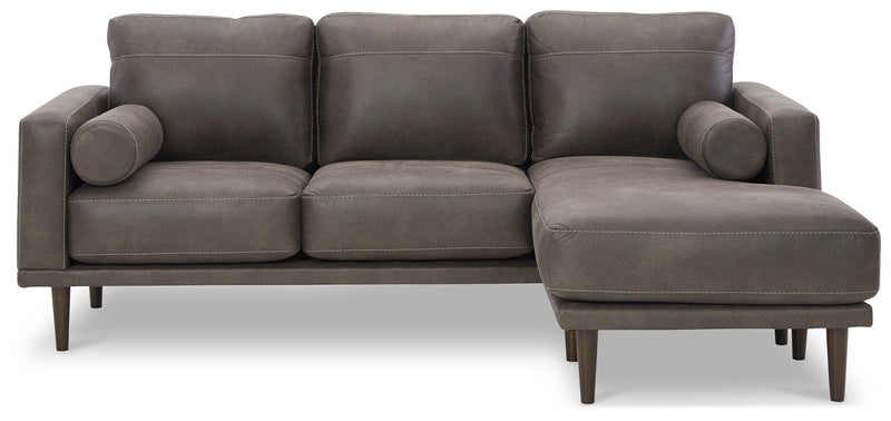 Arroyo Smoke Faux Leather Sofa Chaise - Ella Furniture