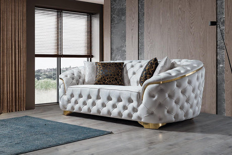 Scarlett Ivory Velvet Sofa & Loveseat - Ella Furniture