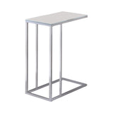 Stella Glass Top Accent Table Chrome And White - Ella Furniture