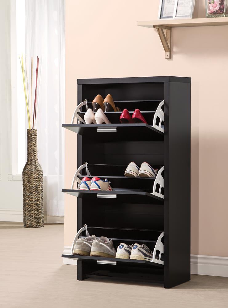 Vivian 3-Drawer Shoe Cabinet Black - Ella Furniture