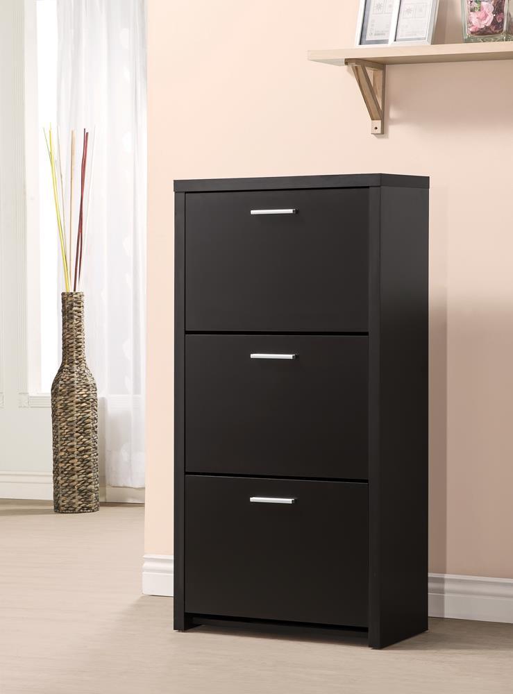 Vivian 3-Drawer Shoe Cabinet Black - Ella Furniture