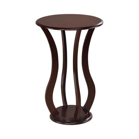 Espresso Cherry Wood Rounded Plant Stand 900934 - Ella Furniture