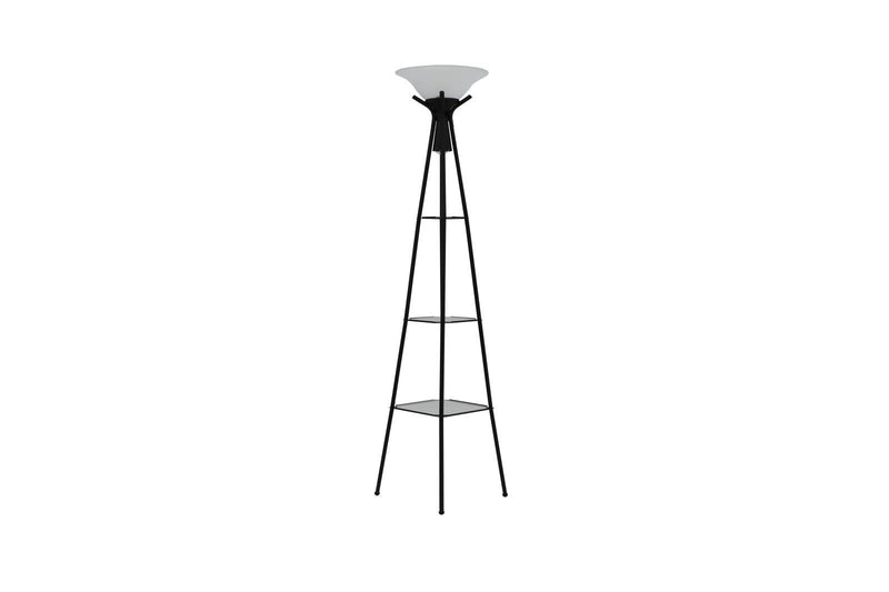 Gianni Versatile Shelf Tower Floor Lamp Charcoal Black - Ella Furniture