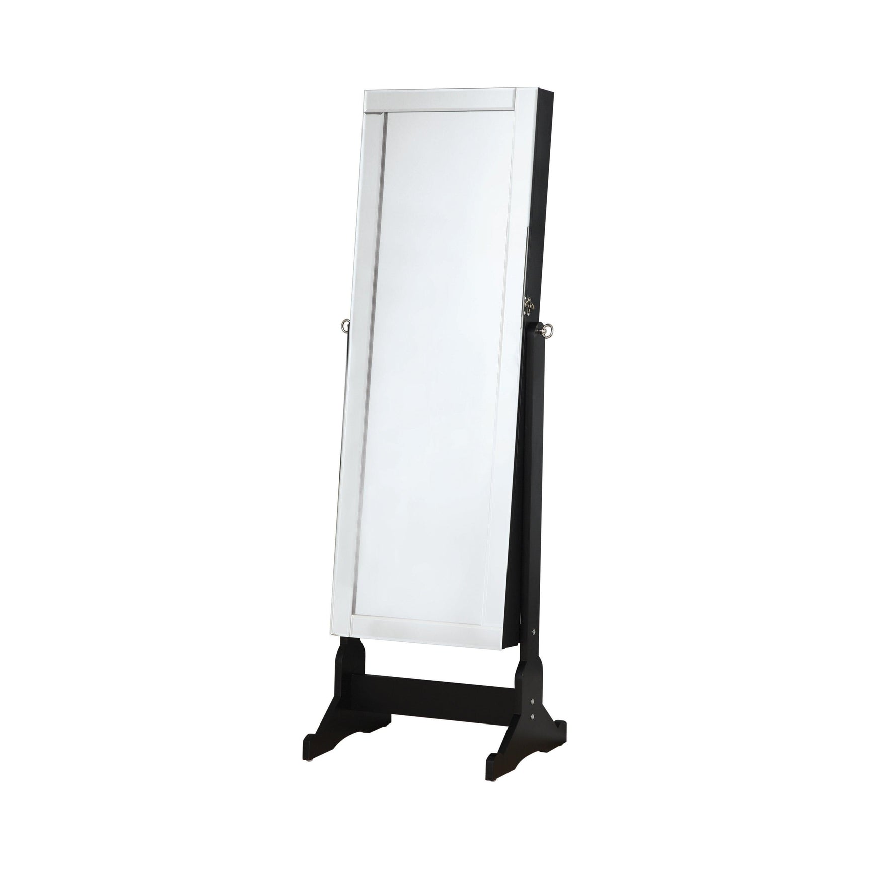 Cortez Storage Jewelry Cheval Mirror Black - Ella Furniture