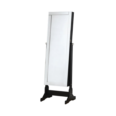 Cortez Storage Jewelry Cheval Mirror Black - Ella Furniture