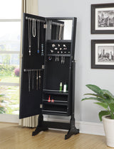 Cortez Storage Jewelry Cheval Mirror Black - Ella Furniture