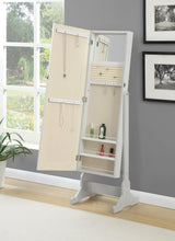 Yvonne Storage Jewelry Cheval Mirror Dove Grey - Ella Furniture