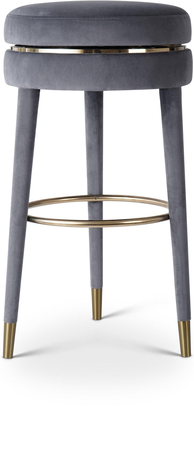 Coral Grey Velvet Swivel Counter Stool - Ella Furniture