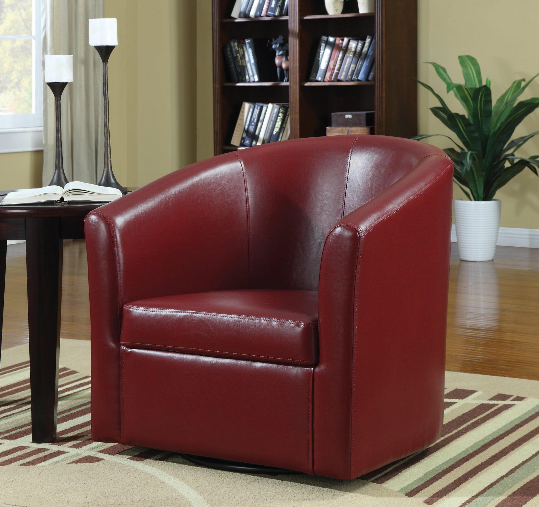 Turner Upholstery Sloped Arm Accent Swivel Chair Red - Ella Furniture