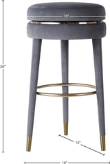 Coral Grey Velvet Swivel Counter Stool - Ella Furniture