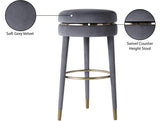 Coral Grey Velvet Swivel Counter Stool - Ella Furniture