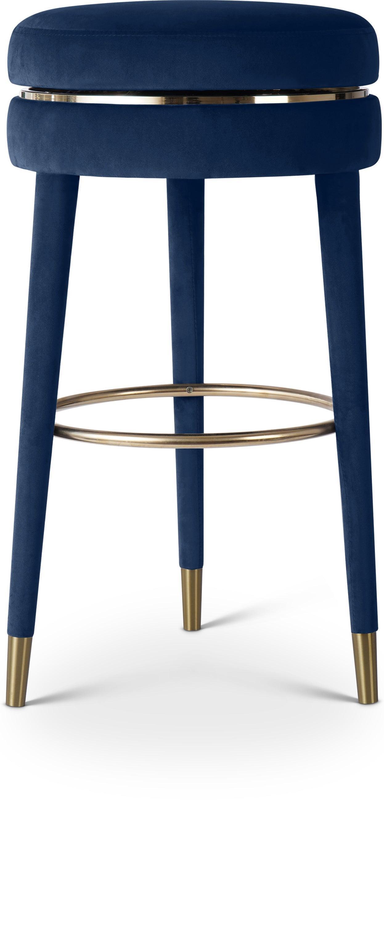 Coral Blue Velvet Swivel Counter Stool - Ella Furniture