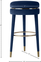 Coral Blue Velvet Swivel Counter Stool - Ella Furniture