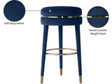 Coral Blue Velvet Swivel Counter Stool - Ella Furniture