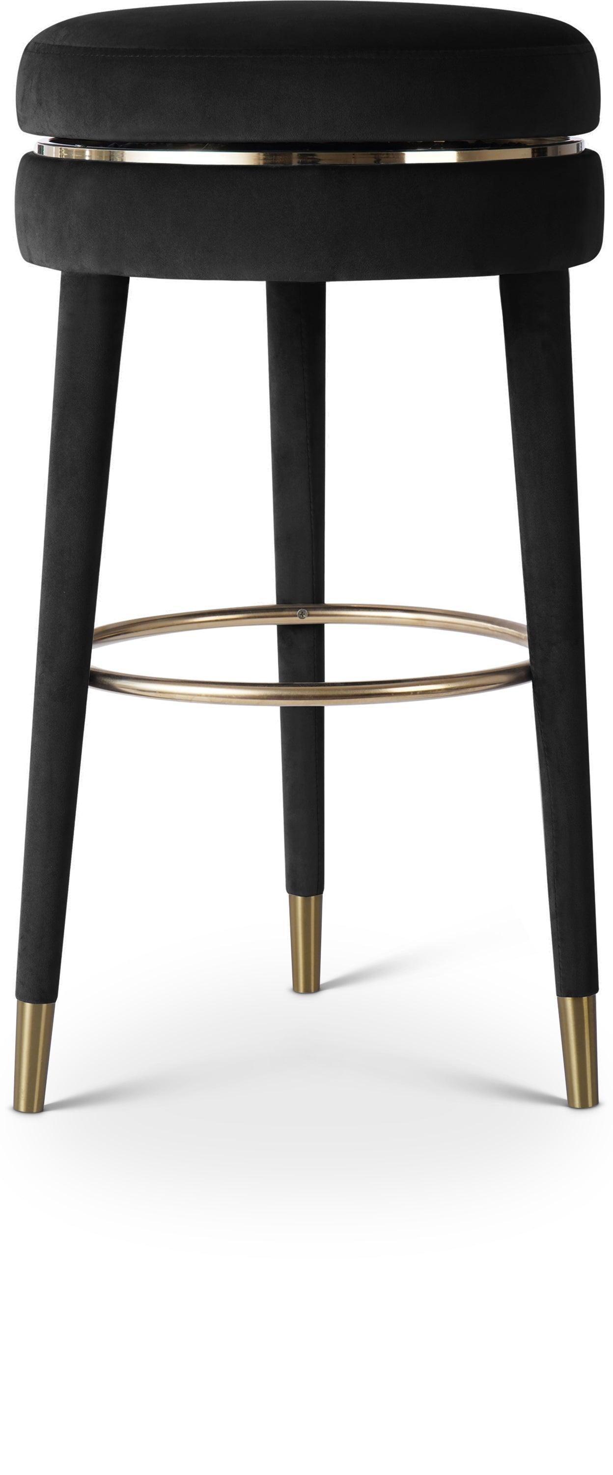 Coral Black Velvet Swivel Counter Stool - Ella Furniture