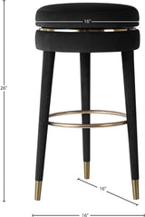 Coral Black Velvet Swivel Counter Stool - Ella Furniture