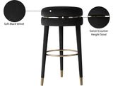 Coral Black Velvet Swivel Counter Stool - Ella Furniture
