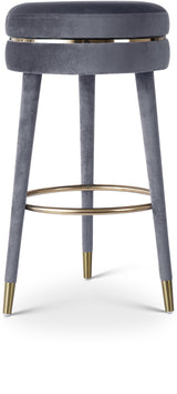 Coral Grey Velvet Swivel Bar Stool - Ella Furniture