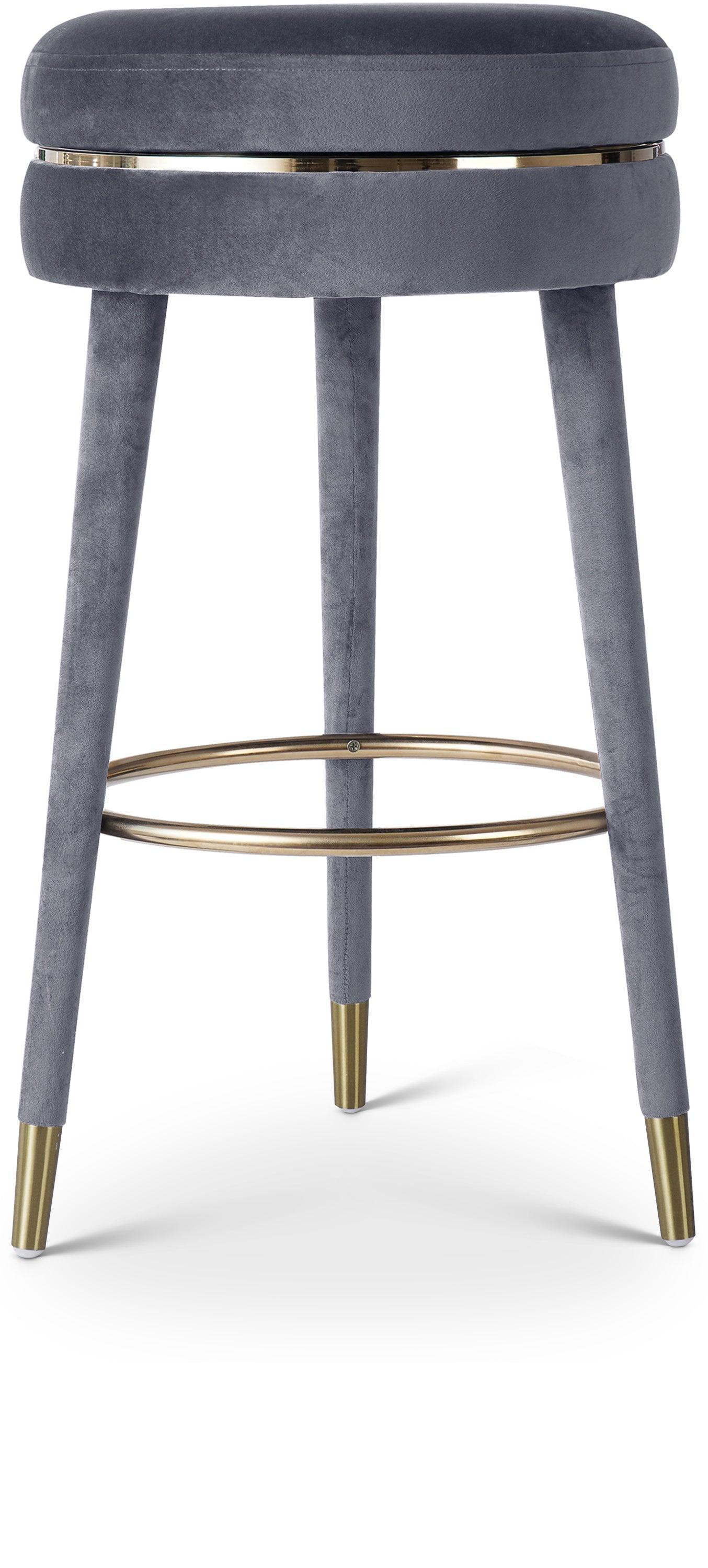 Coral Grey Velvet Swivel Bar Stool - Ella Furniture