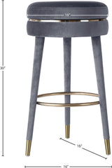 Coral Grey Velvet Swivel Bar Stool - Ella Furniture