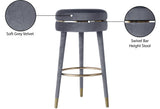 Coral Grey Velvet Swivel Bar Stool - Ella Furniture