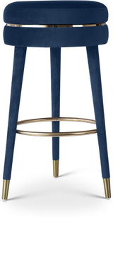 Coral Blue Velvet Swivel Bar Stool - Ella Furniture