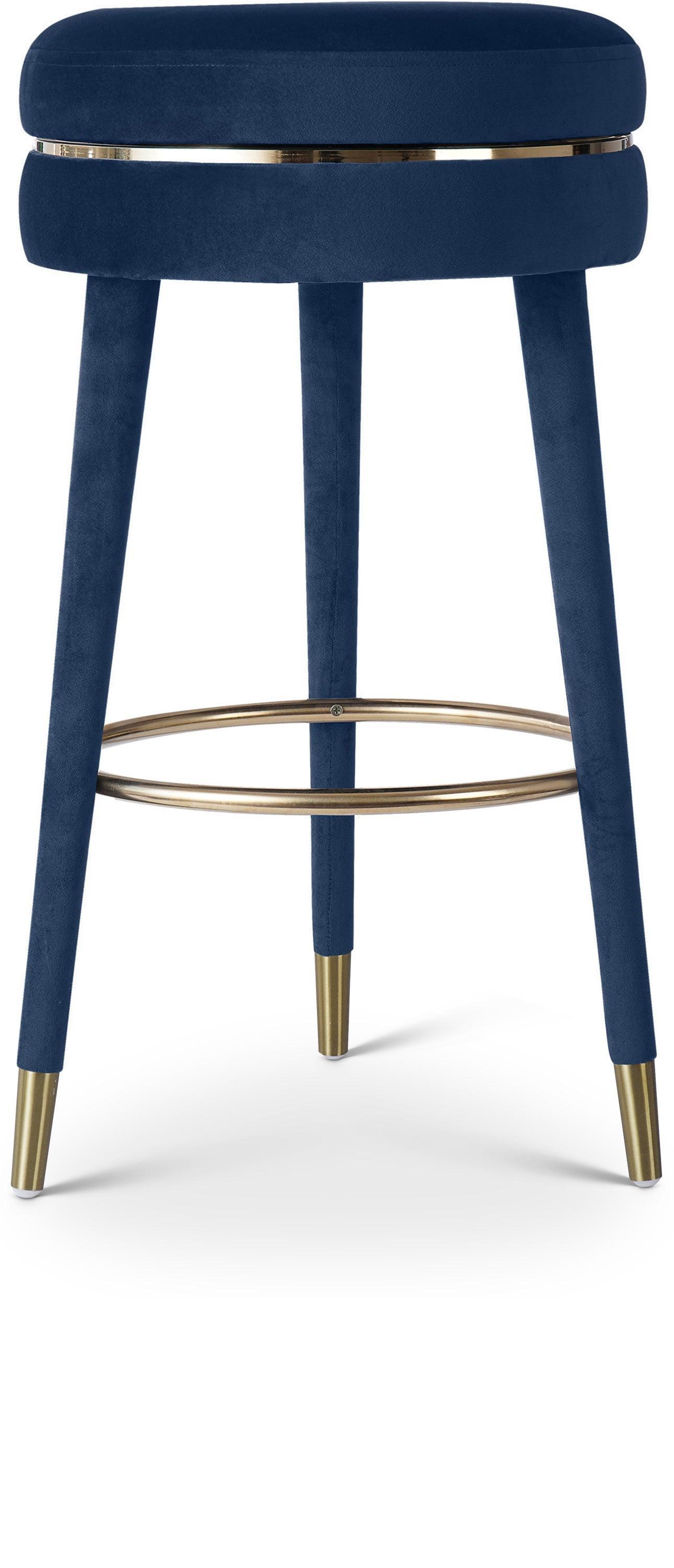 Coral Blue Velvet Swivel Bar Stool - Ella Furniture