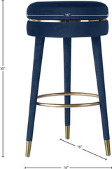 Coral Blue Velvet Swivel Bar Stool - Ella Furniture