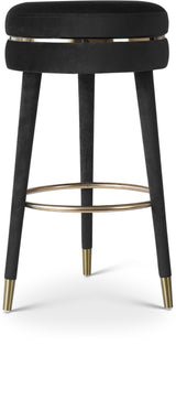 Coral Black Velvet Swivel Bar Stool - Ella Furniture