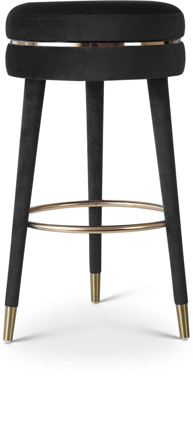 Coral Black Velvet Swivel Bar Stool - Ella Furniture