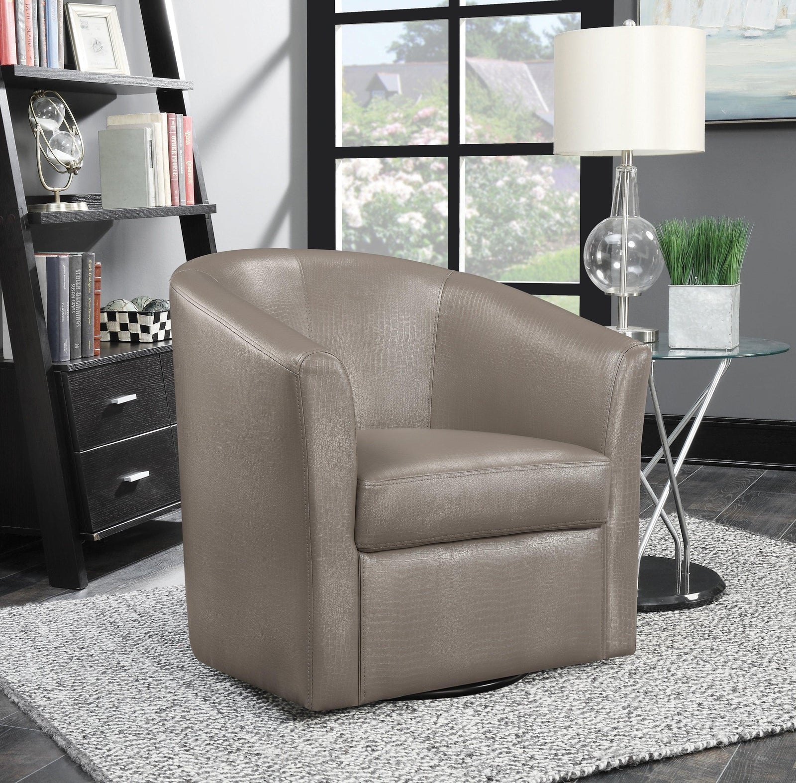 Turner Upholstery Sloped Arm Accent Swivel Chair Champagne - Ella Furniture