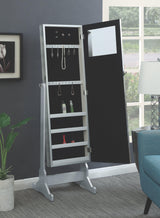 Elle Jewelry Cheval Mirror With Crytal Trim Silver - Ella Furniture