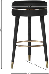 Coral Black Velvet Swivel Bar Stool - Ella Furniture