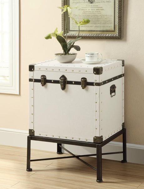 Nancy Accent Cabinet With Nailhead Trim White - Ella Furniture